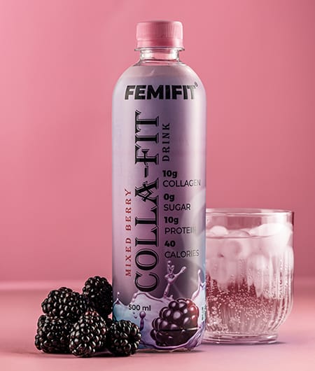 a bottle of Colla-fit Collagen in Mixed Berry flavour